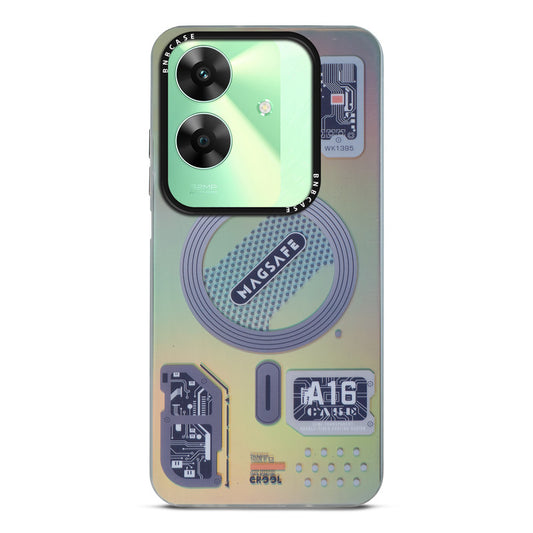 Futuristic Rainbow Effect Circuit Print Hard Back Cover For Realme C61