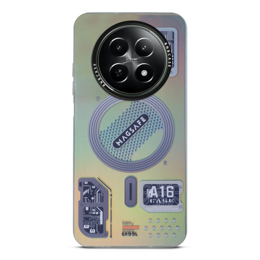 Futuristic Rainbow Effect Circuit Print Hard Back Cover For Realme 12X 5G