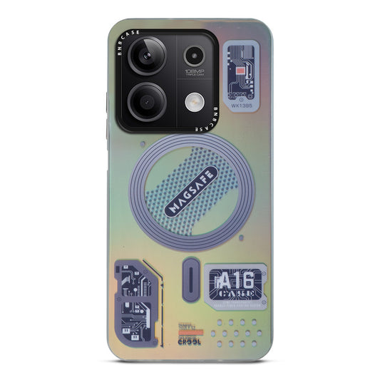 Futuristic Rainbow Effect Circuit Print Hard Back Cover For Redmi Note 13 5G