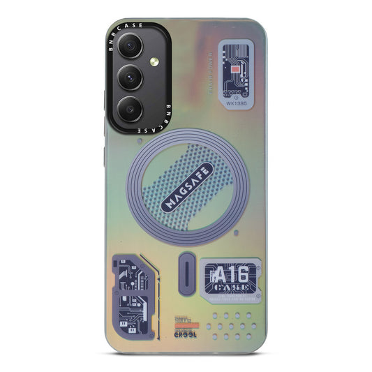 Futuristic Rainbow Effect Circuit Print Hard Back Cover For Samsung S23 FE 5G