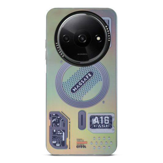 Futuristic Rainbow Effect Circuit Print Hard Back Cover For Redmi A3 2024