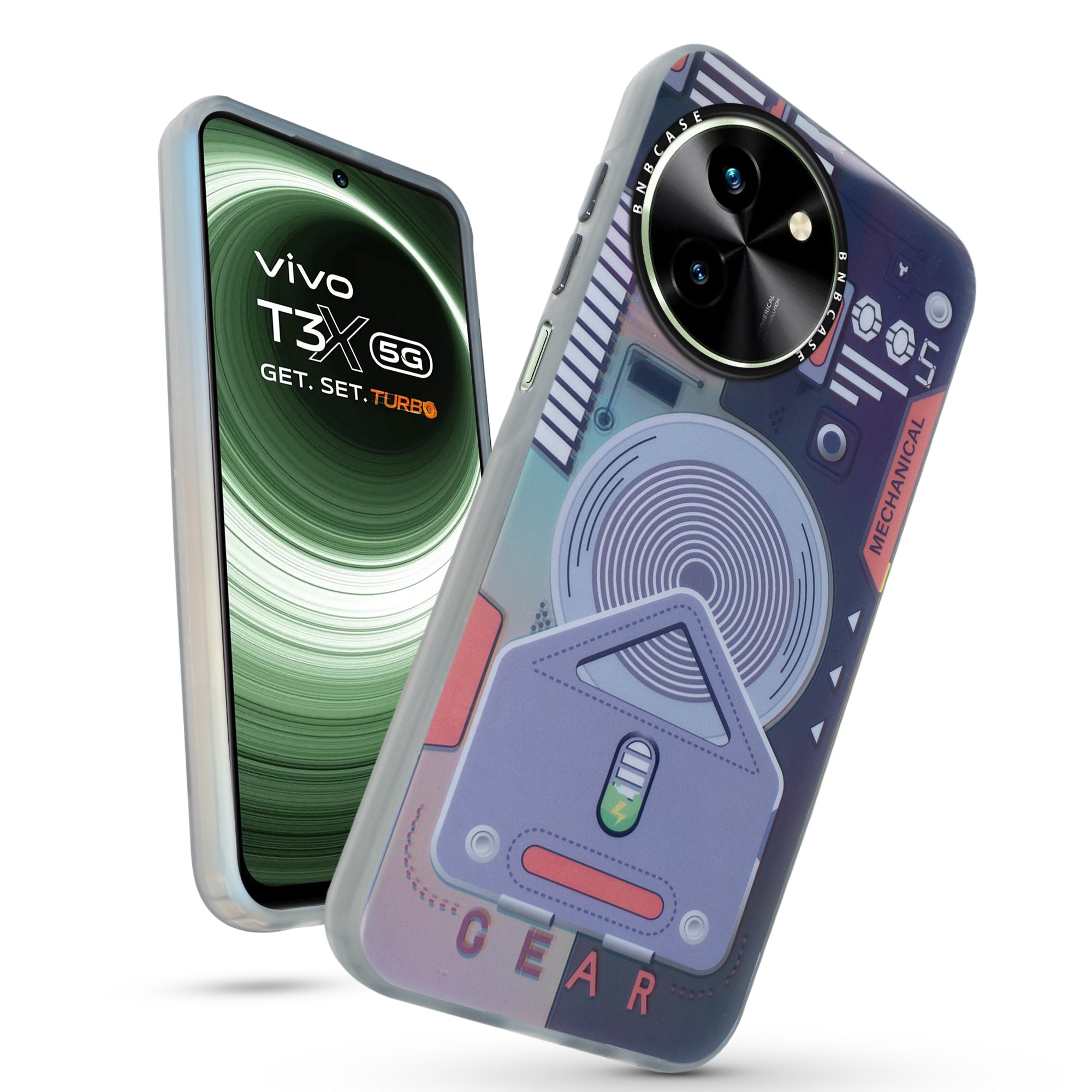 Colorful Reflective Circuit Prints Hard Back Protector Case For Vivo T3x 5G