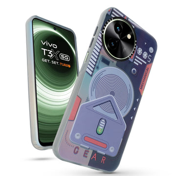 Colorful Reflective Circuit Prints Hard Back Protector Case For Vivo T3x 5G