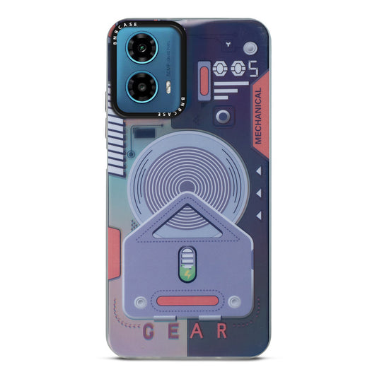 Futuristic Rainbow Effect Circuit Print Hard Back Cover For Motorola Moto G34 5G