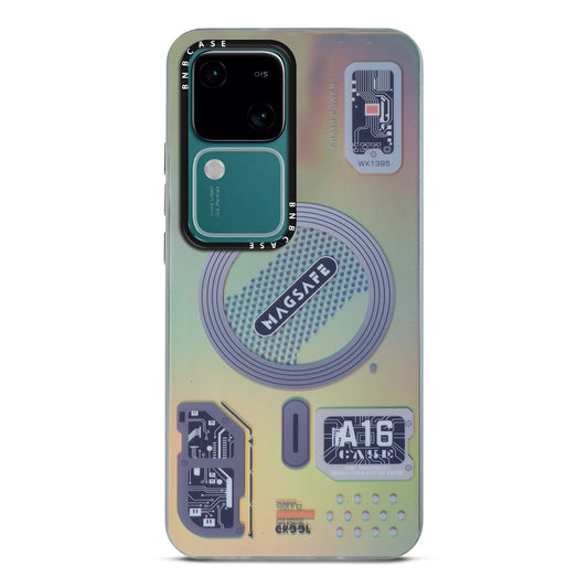 Colorful Reflective Circuit Prints Hard Back Protector Case For Vivo V30 5G