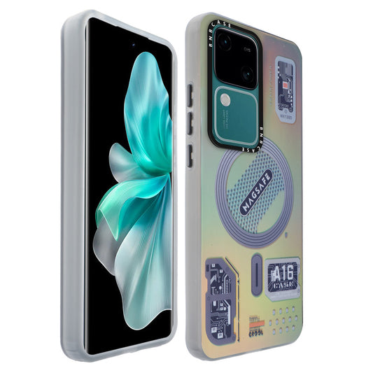 Colorful Reflective Circuit Prints Hard Back Protector Case For Vivo V30 5G