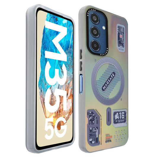 Colorful Reflective Circuit Prints Hard Back Protector Case For Samsung M35 5G