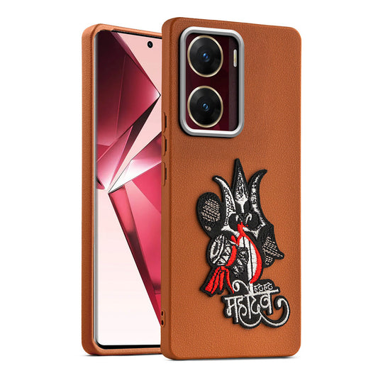 Sleek Textured Silicone Case for Vivo V29e 5G Featuring Divine Embroidery on the Back