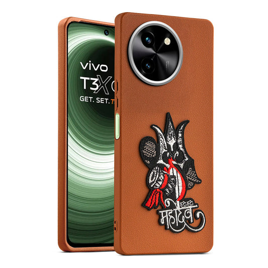 Sleek Textured Silicone Case for Vivo T3x 5G Featuring Divine Embroidery on the Back