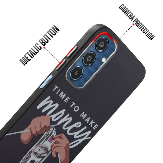 Rugged Hard Back Printed Case For Samsung M35 5G with Metal Ring Camera Protection and Buttons
