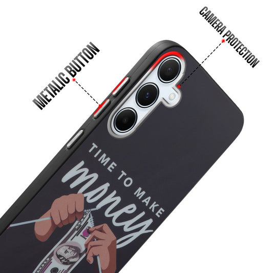 Rugged Hard Back Printed Case For Samsung A55 5G with Metal Ring Camera Protection and Buttons