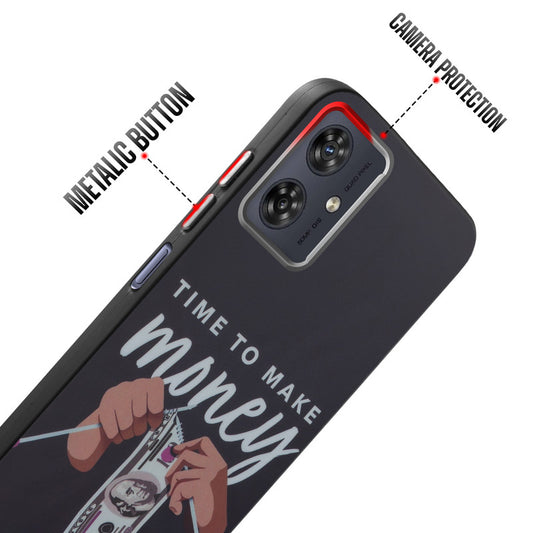 Rugged Hard Back Printed Case For Motorola Moto G54 5G with Metal Ring Camera Protection and Buttons
