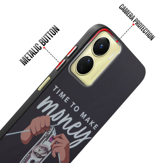 Rugged Hard Back Printed Case For Vivo Y56 5G with Metal Ring Camera Protection and Buttons