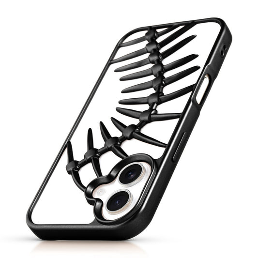 Spine Guard theme Fish Bone Textured Silicone Back Cover for Apple iPhone 16