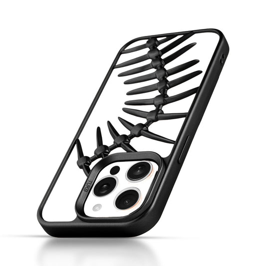 Spine Guard theme Fish Bone Textured Silicone Back Cover for Apple iPhone 15 Pro