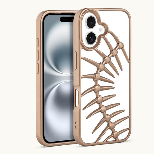 Spine Guard theme Fish Bone Textured Silicone Back Cover for Apple iPhone 16