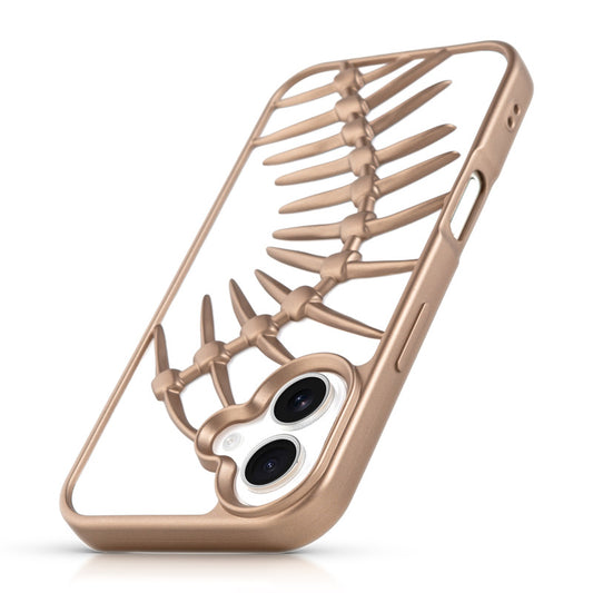 Spine Guard theme Fish Bone Textured Silicone Back Cover for Apple iPhone 16