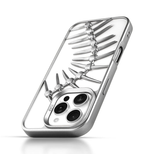 Spine Guard theme Fish Bone Textured Silicone Back Cover for Apple iphone 16 Pro Max