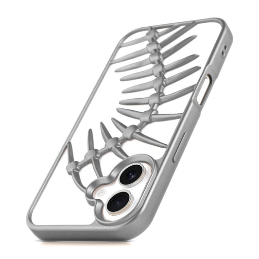 Spine Guard theme Fish Bone Textured Silicone Back Cover for Apple iPhone 16