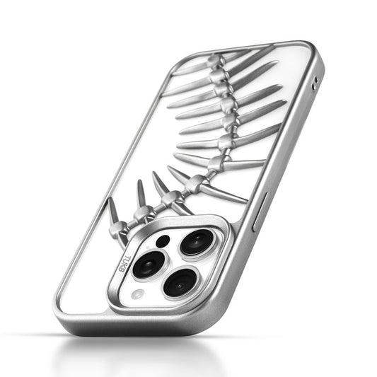 Spine Guard theme Fish Bone Textured Silicone Back Cover for Apple iPhone 15 Pro Max