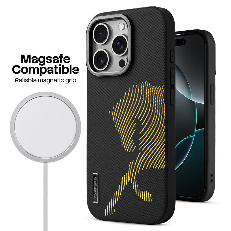 Premium Horse Textured MagSafe Case for Apple iPhone 15 Pro Max with Metallic Camera Protection & Microfiber Lining