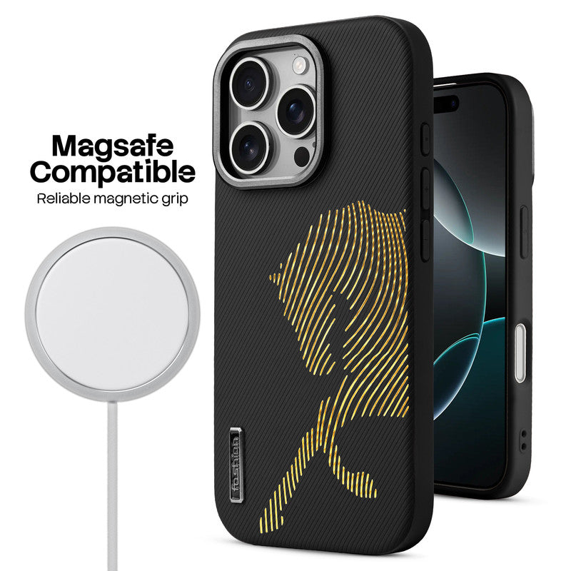 Premium Horse Textured MagSafe Case for Apple iPhone 16 Pro with Metallic Camera Protection & Microfiber Lining