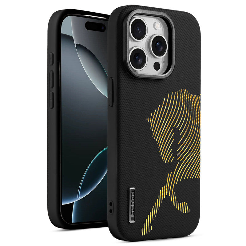 Premium Horse Textured MagSafe Case for Apple iPhone 15 Pro Max with Metallic Camera Protection & Microfiber Lining