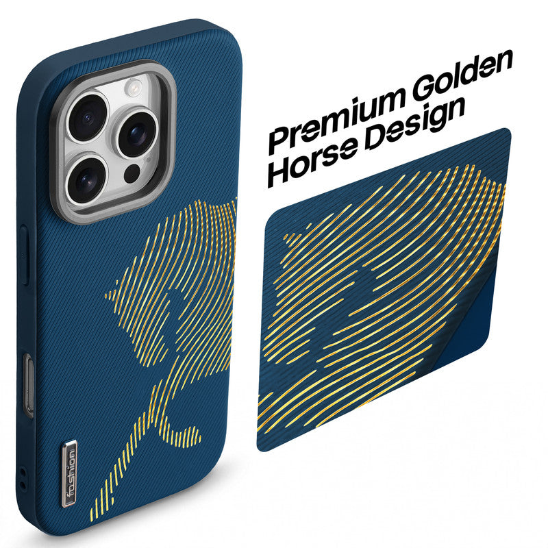 Premium Horse Textured MagSafe Case for Apple iPhone 16 Pro with Metallic Camera Protection & Microfiber Lining