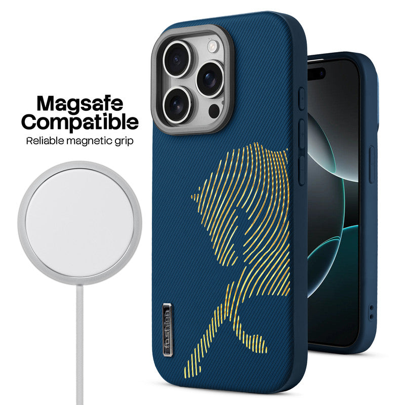 Premium Horse Textured MagSafe Case for Apple iPhone 15 Pro Max with Metallic Camera Protection & Microfiber Lining