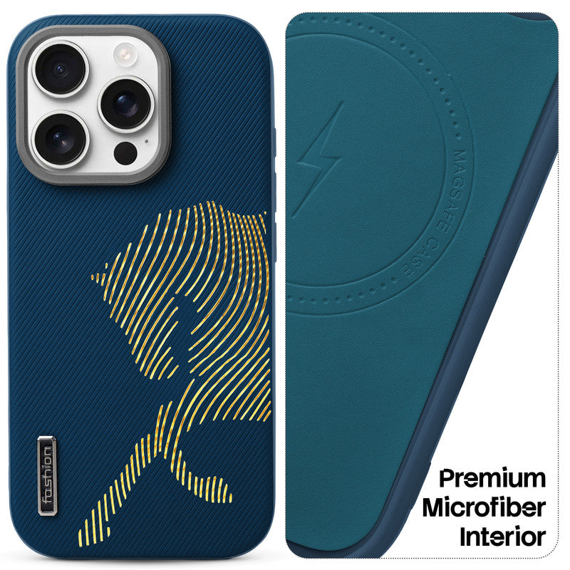 Premium Horse Textured MagSafe Case for Apple iPhone 15 Pro Max with Metallic Camera Protection & Microfiber Lining