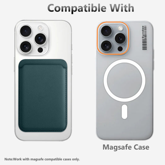 Magnetic Card Leather Wallet Holder Designed for Wireless Charging Support Compatible with Back Case