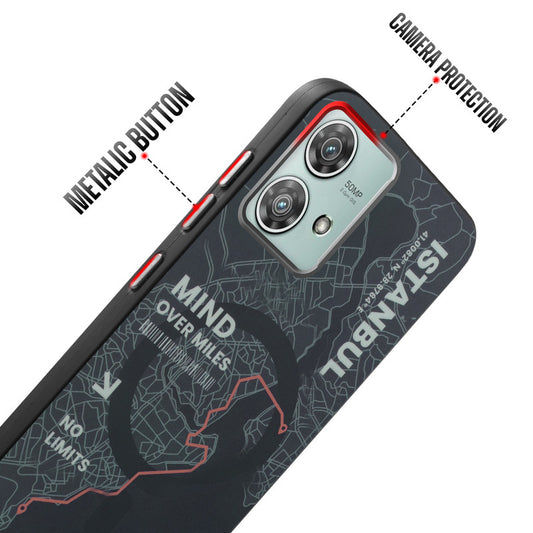 Rugged Hard Back Printed Case For Motorola Moto Edge 40 Neo 5G with Metal Ring Camera Protection and Buttons