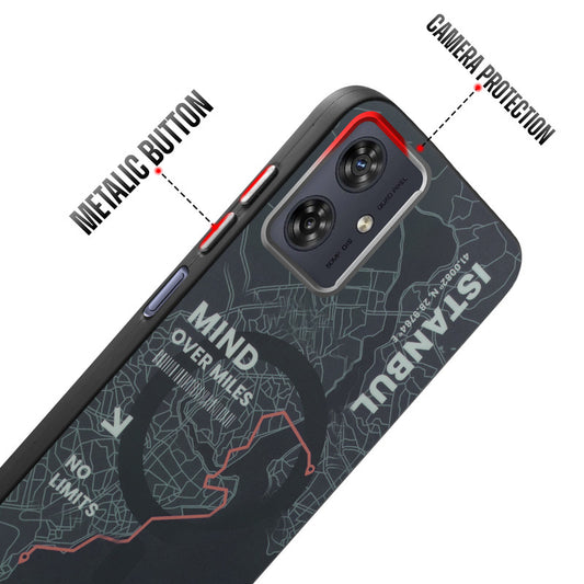 Rugged Hard Back Printed Case For Motorola Moto G54 5G with Metal Ring Camera Protection and Buttons