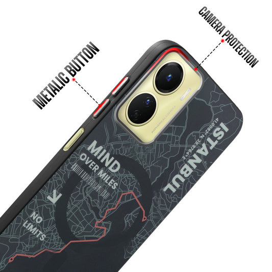 Rugged Hard Back Printed Case For Vivo Y56 5G with Metal Ring Camera Protection and Buttons