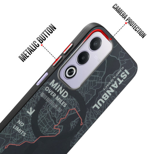 Rugged Hard Back Printed Case For Oppo A3 Pro 5G with Metal Ring Camera Protection and Buttons