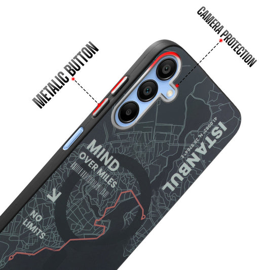 Rugged Hard Back Printed Case For Samsung A15 5G with Metal Ring Camera Protection and Buttons