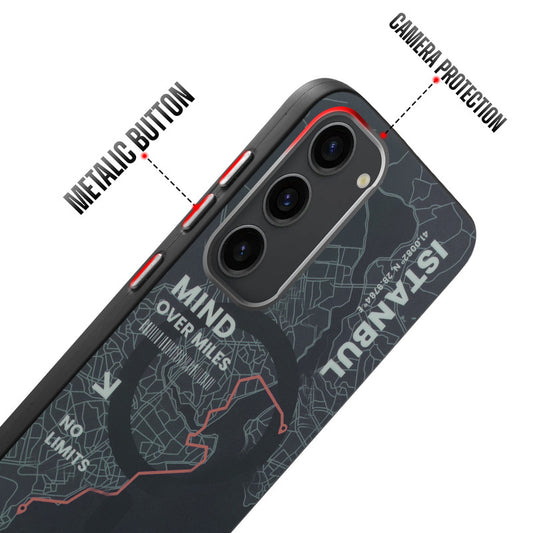 Rugged Hard Back Printed Case For Samsung S23 5G with Metal Ring Camera Protection and Buttons