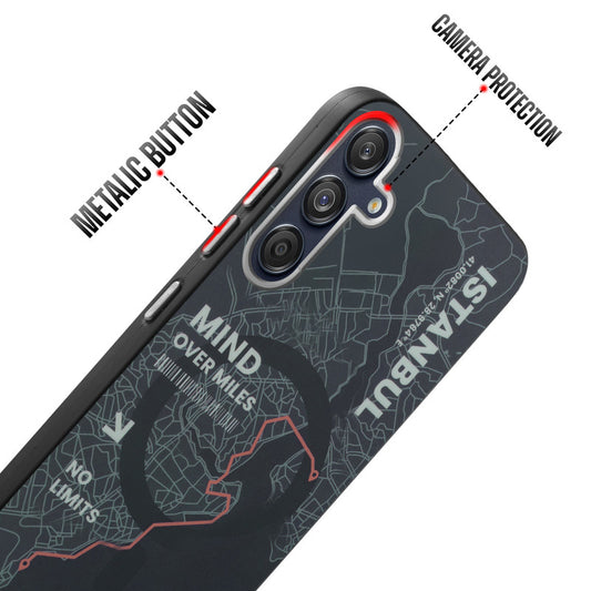Rugged Hard Back Printed Case For Samsung M55 5G with Metal Ring Camera Protection and Buttons