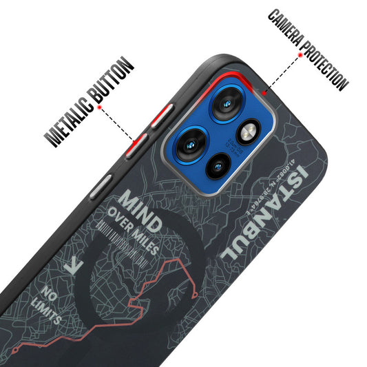 Rugged Hard Back Printed Case For Motorola Moto Edge 50 Neo 5G with Metal Ring Camera Protection and Buttons