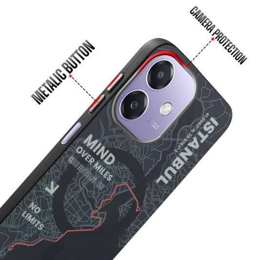 Rugged Hard Back Printed Case For Oppo A3x 5G with Metal Ring Camera Protection and Buttons