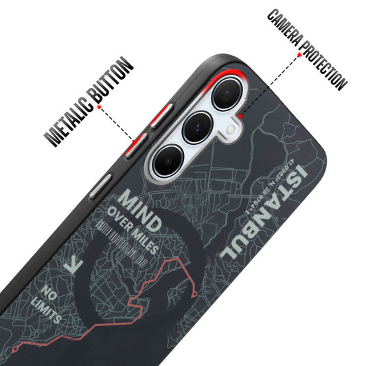 Rugged Hard Back Printed Case For Samsung A55 5G with Metal Ring Camera Protection and Buttons