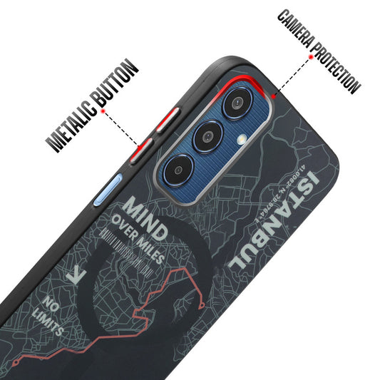 Rugged Hard Back Printed Case For Samsung M35 5G with Metal Ring Camera Protection and Buttons