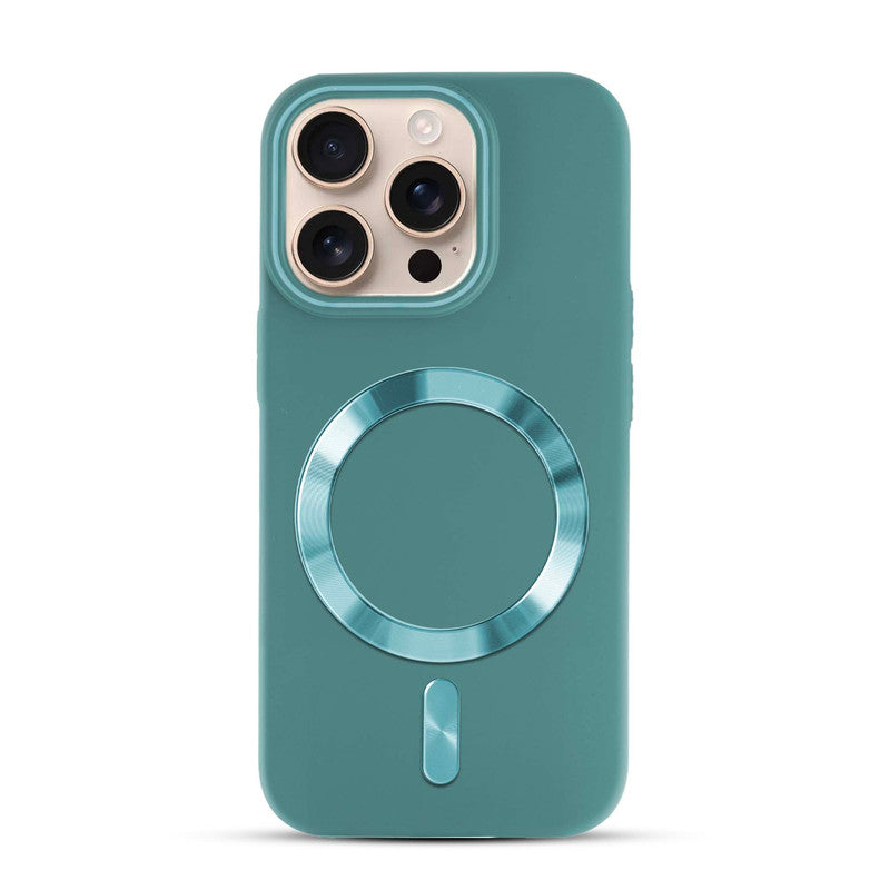 Hard Back Wireless Charging Support Case for Apple iPhone 16 Pro, Durable Design & Shiny Wireless Charging Support Ring