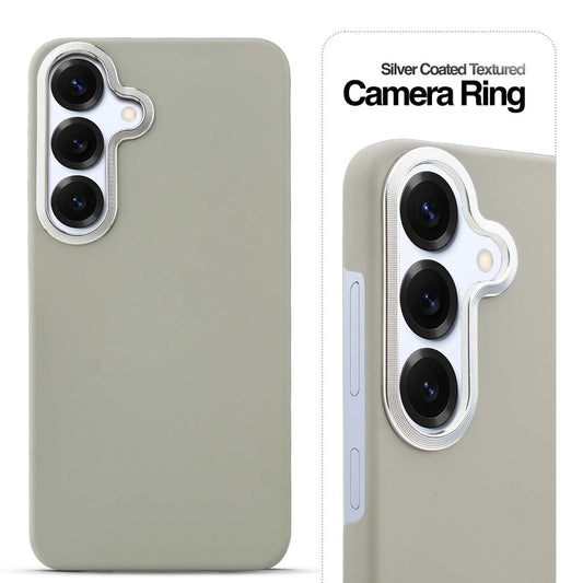 Stone Like Matte Finish Back Case for Samsung S25 5G , Detachable Camera Ring