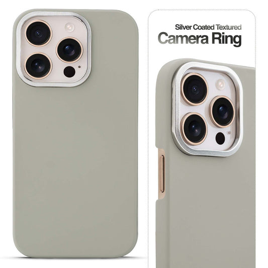 Stone Like Matte Finish Back Case for Apple iPhone 15 Pro Max , Detachable Camera Ring
