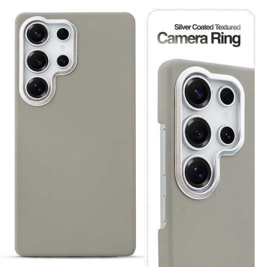 Stone Like Matte Finish Back Case for Samsung S24 Ultra 5G , Detachable Camera Ring