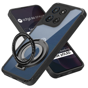 Silicone Grip Clear Case Ring Holder Kickstand For Motorola Moto Edge 60 Stylus 5G
