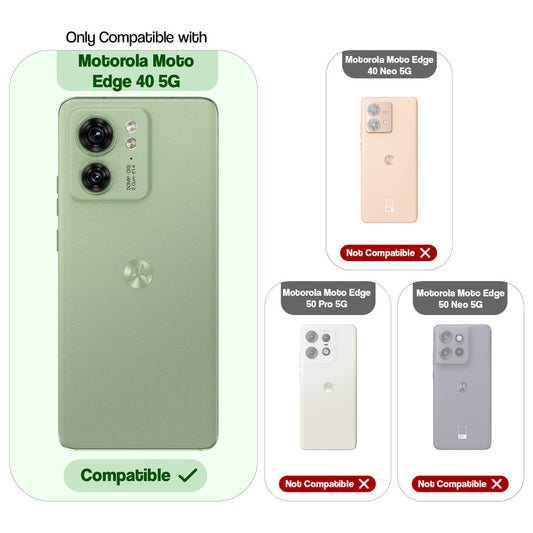 Leather Textured Back Cover for Motorola Moto Edge 40 5G, Shockproof Case with Camera Protection