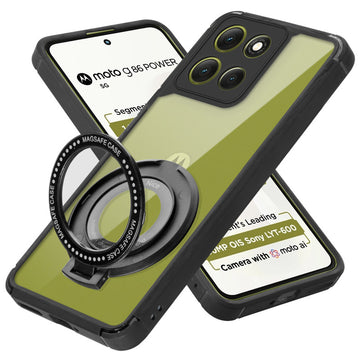 Silicone Grip Clear Case Ring Holder Kickstand For Motorola G86 Power 5G