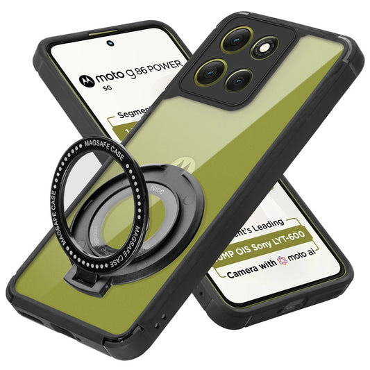 Silicone Grip Clear Case Ring Holder Kickstand For Motorola G86 Power 5G